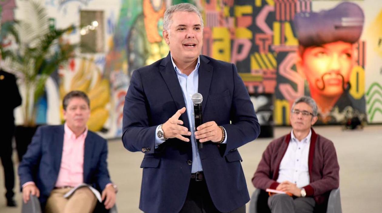 El Presidente Iván Duque, interviniendo en el taller de emprendimiento.