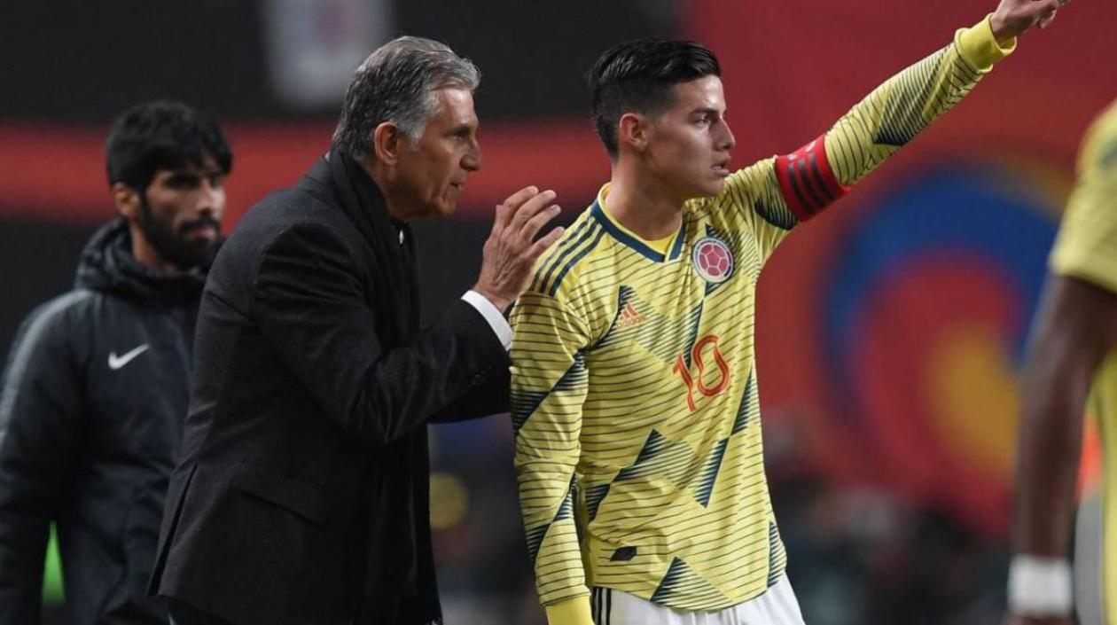 Carlos Queiroz y James Rodríguez. 