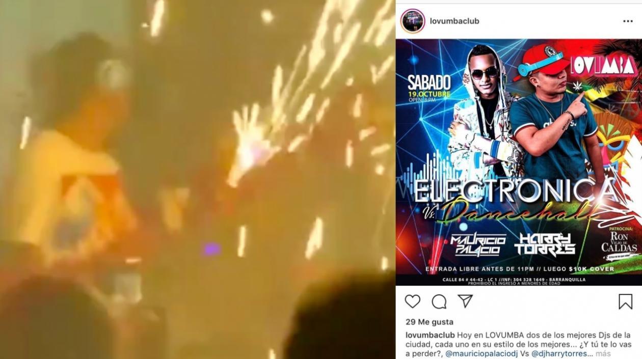 Momento de la bengala y la invitación de la discoteca.