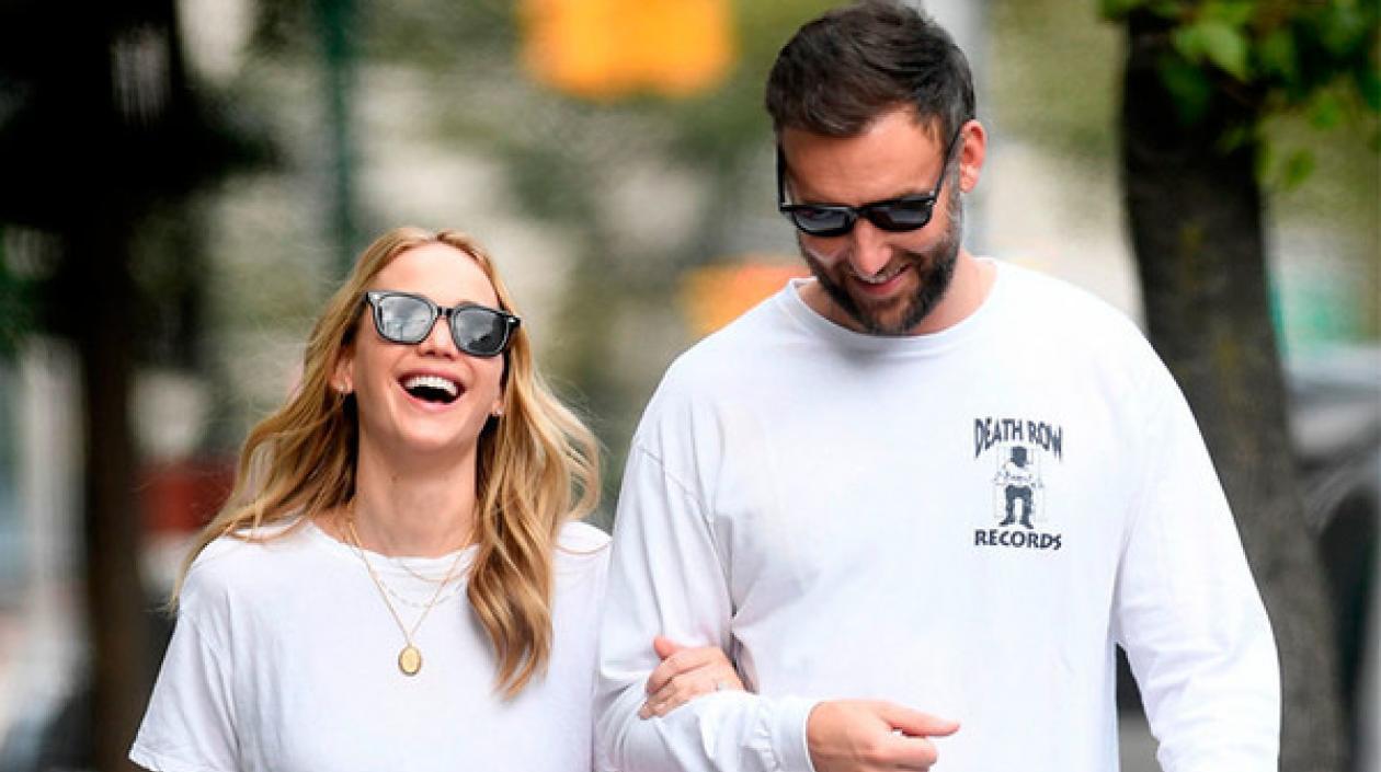 La actriz Jennifer Lawrence y su esposo Cooke Maroney.