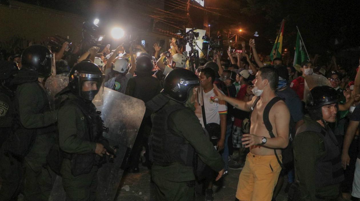 Protestas en Bolivia por los resultados electorales. 