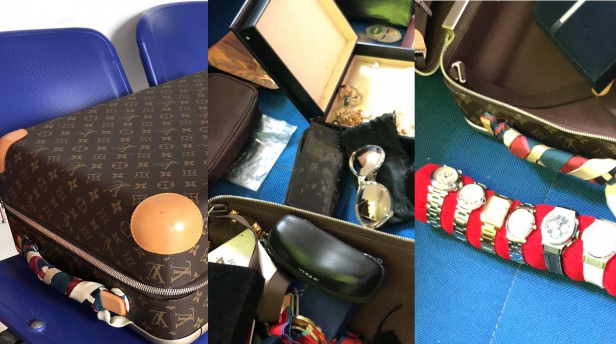 Una maleta con joyas, relojes y gafas, entre las pertenencias incautadas por la Fiscalía.