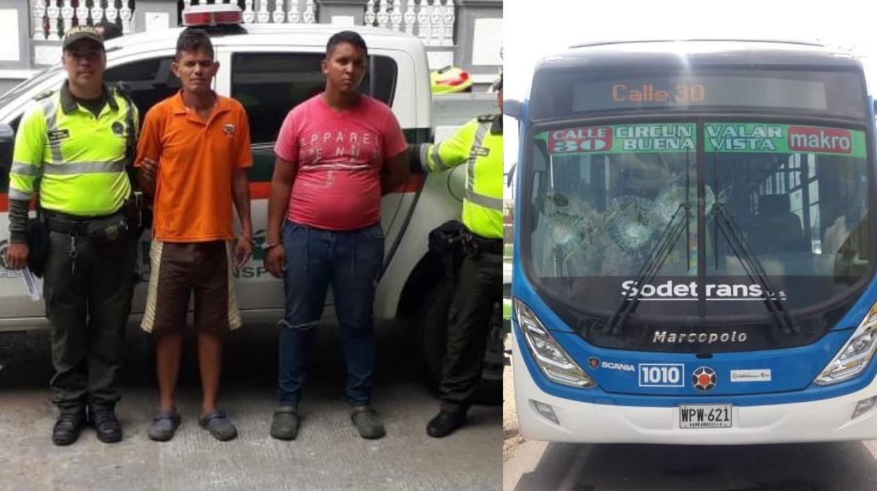 Los hombres fueron capturados por lanzar piedras a este bus padrón de Alianza Sodis.