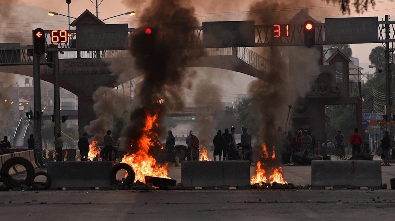 Bloqueos viales en Cochabamba (Bolivia).