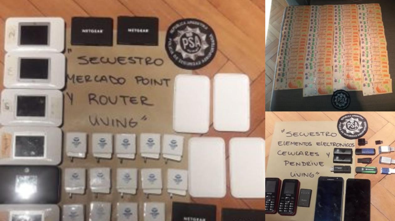 Le incautaron dinero y aparatos electrónicos.