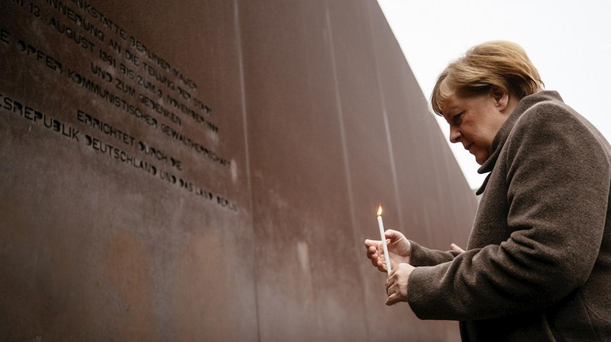Ángela Merkel, canciller alemana, en la conmemoración de los 30 años de la caída del Muro de Berlín.