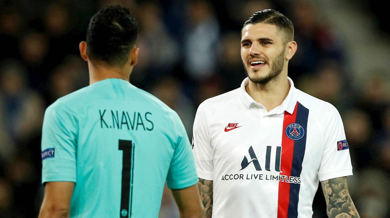 Keylor Navas y Mauro Icardi. 