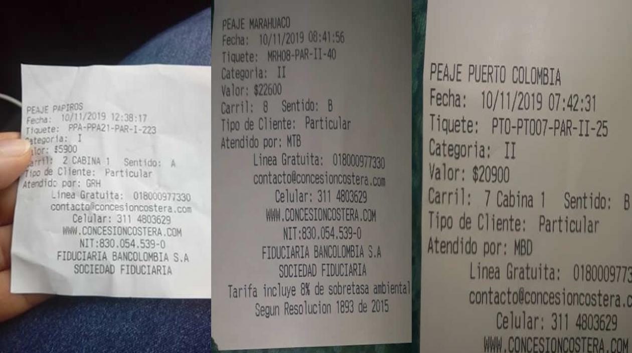 Las facturas de los dos conductores con la fecha de hoy.