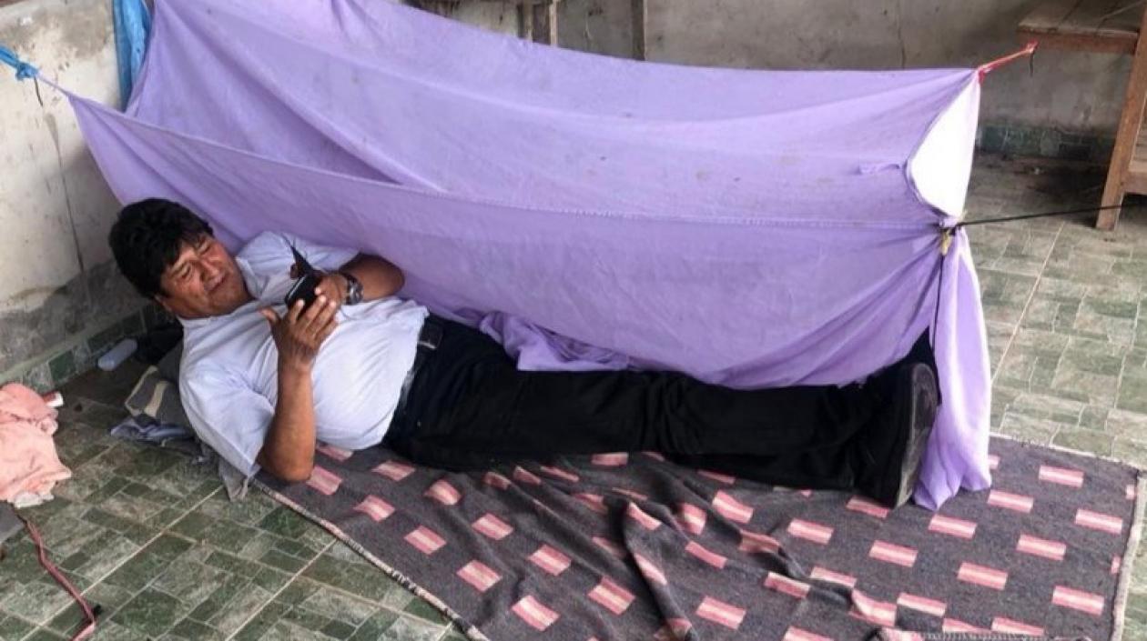 Evo Morales en su lugar de refugio.