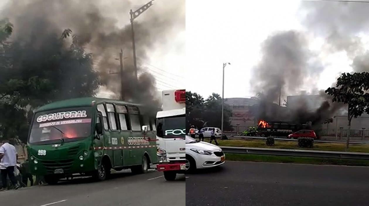 Incendio del bus en la Circunvalar.