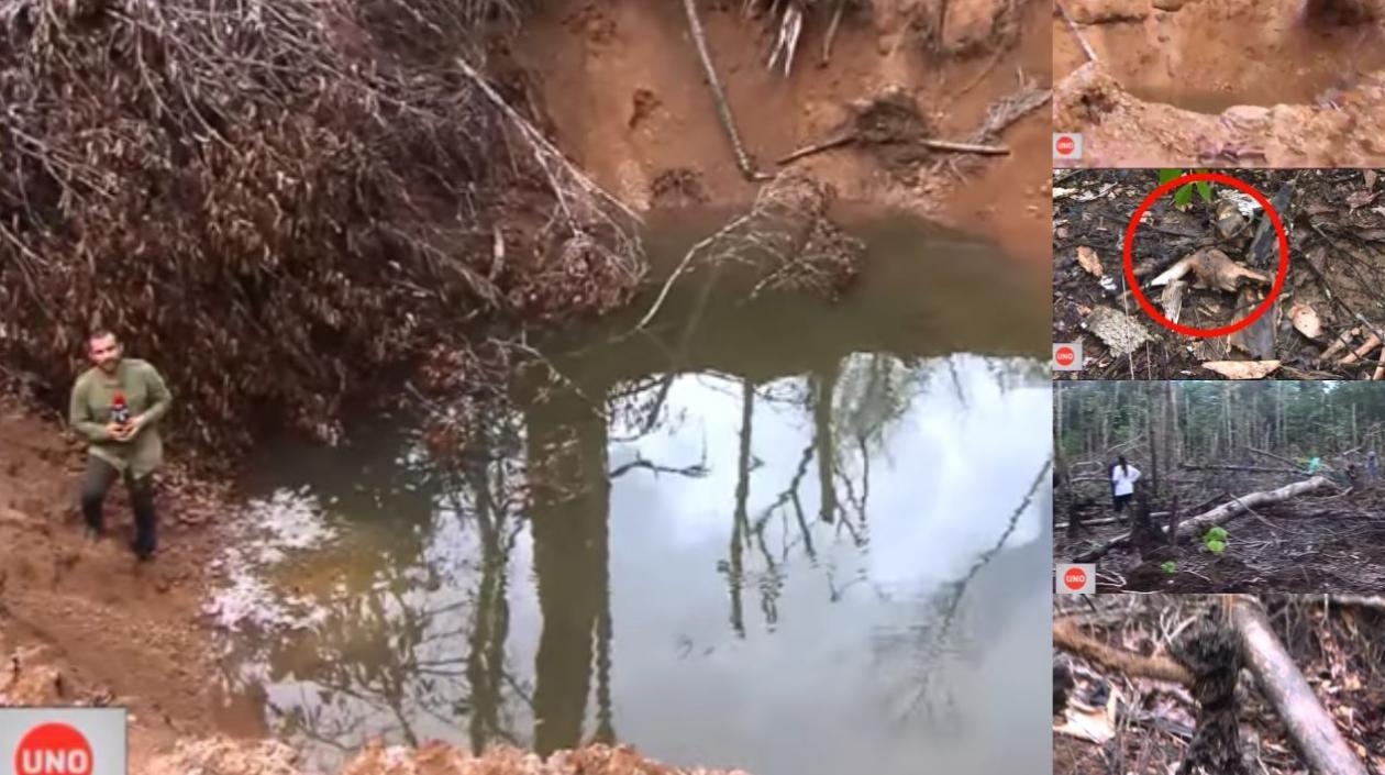 Periodista Guillermo Gómez de Noticias Uno en el lugar del informe en San Vicente del Caguán.