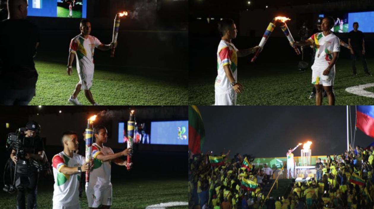 Momento en el que encienden la llama de los Juegos Nacionales.