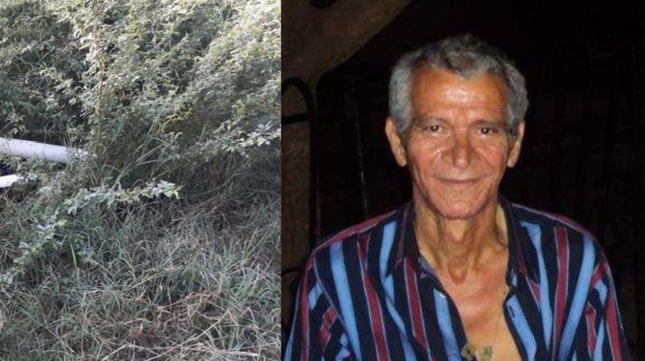 Remberto Lascarro y el lugar donde fue encontrado el cuerpo.