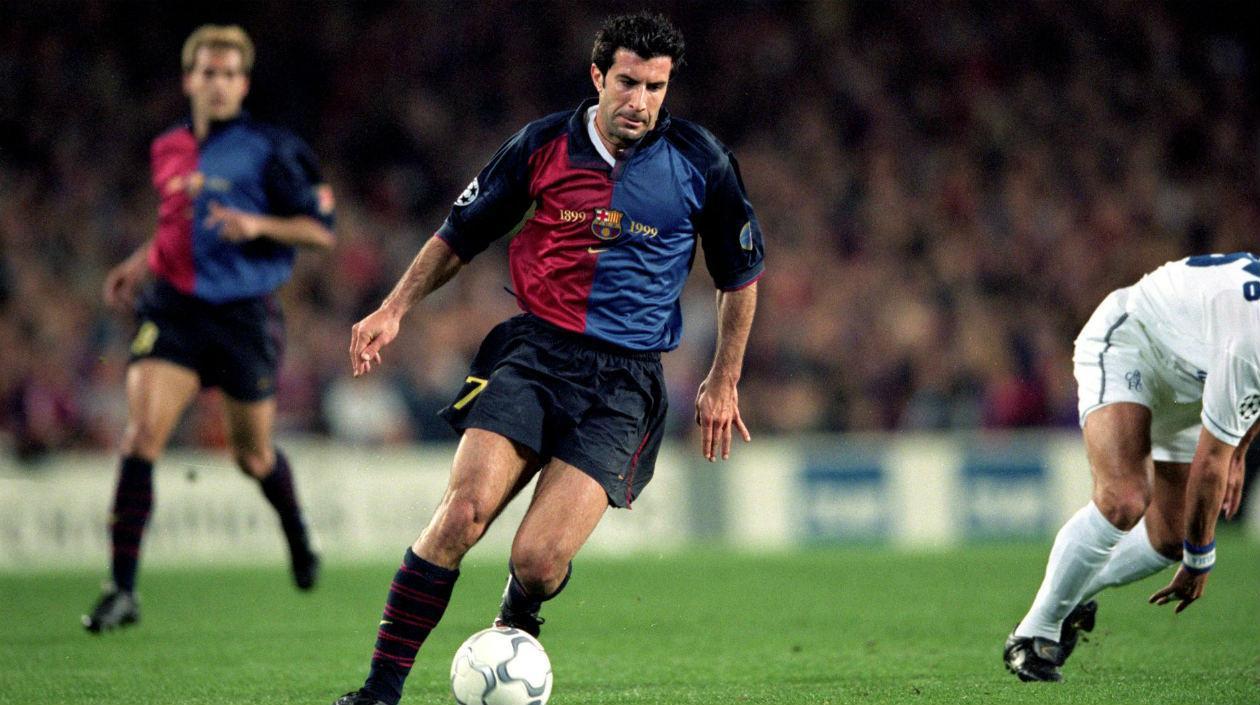 Luis Figo en sus años como jugador del Barcelona. 