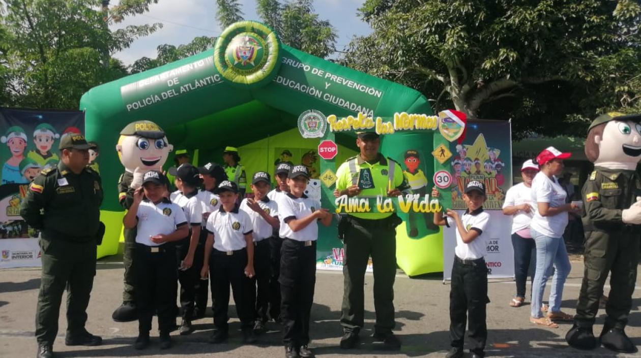 En Sabanagrande, la Policía estuvo desarrollando la difusión de la campaña.