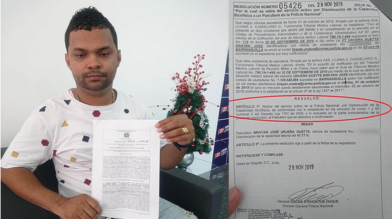 Policía que fue retirado por la Institución Armada.