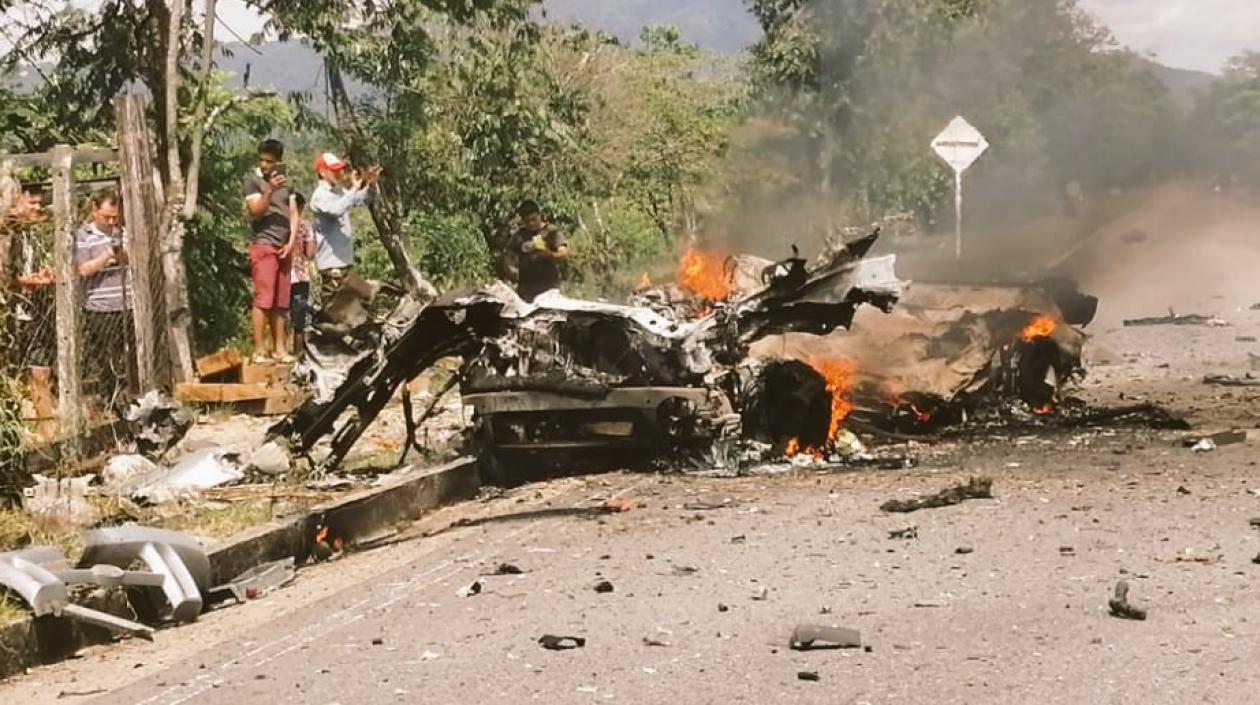 Lugar de la explosión en Cubará, Boyacá.