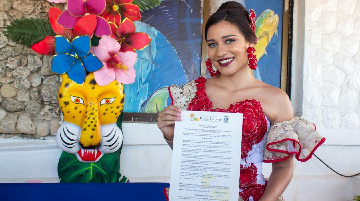 María José Arroyo, Reina del Carnaval de Puerto Colombia 2020.