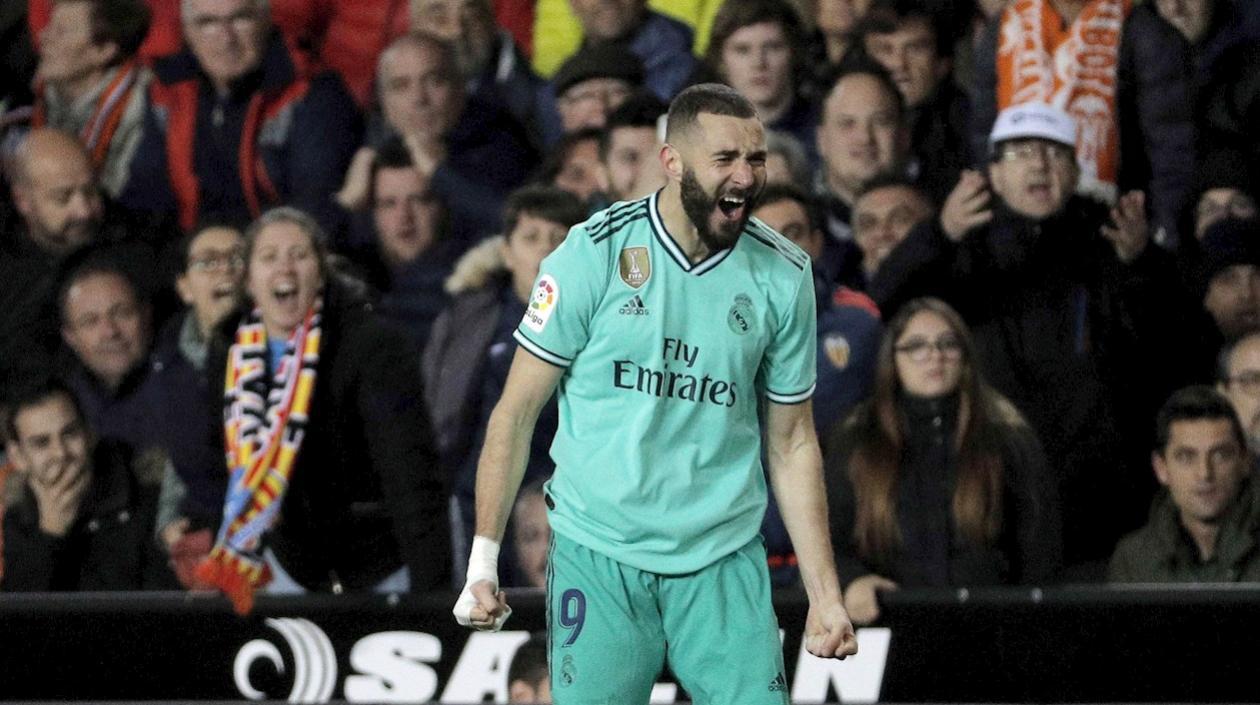 La celebración de Karim Benzema.