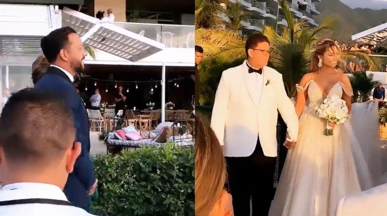 Matías Mier y Melissa Martínez, durante su ceremonia de matrimonio. 