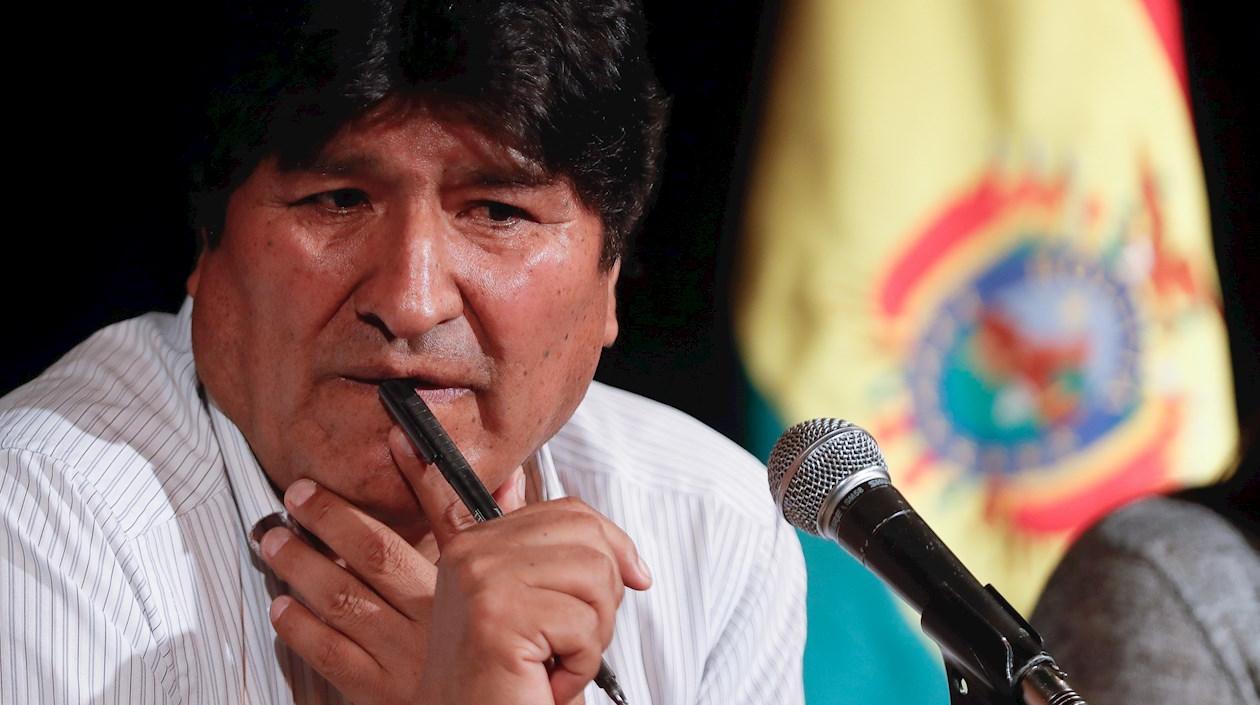 El expresidente de Bolivia Evo Morales durante una rueda de prensa hoy en la Ciudad de Buenos Aires, (Argentina).