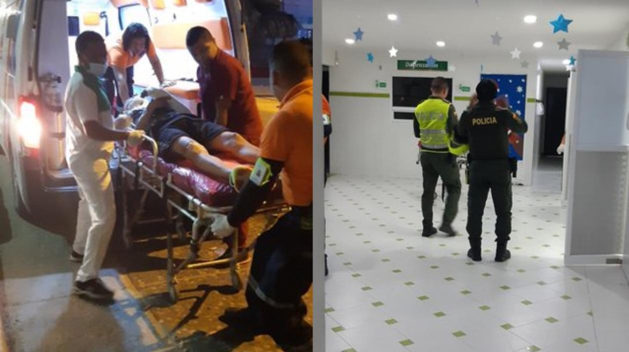 Uno de los lesionados siendo atendido.