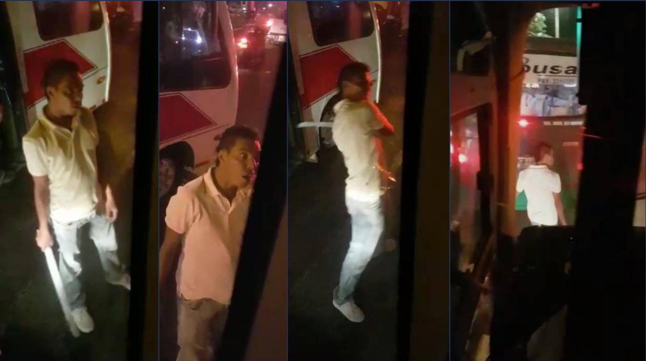 Un mototaxista rompió con un machete el espejo retrovisor del bus de Transmetro.