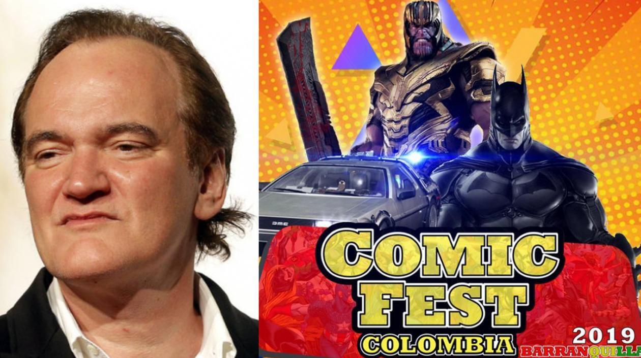 El cineasta Quentin Tarantino/afiche promocional de Comic Fest Colombia.