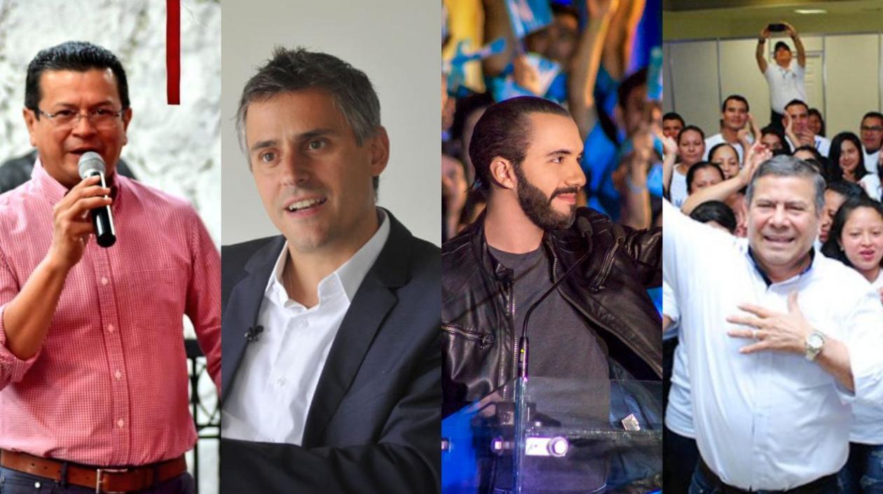 Hugo Martínez, Carlos Calleja, Nayib Bukele  y Josué Alvarado, los candidatos a la Presidencia de El Salvador.