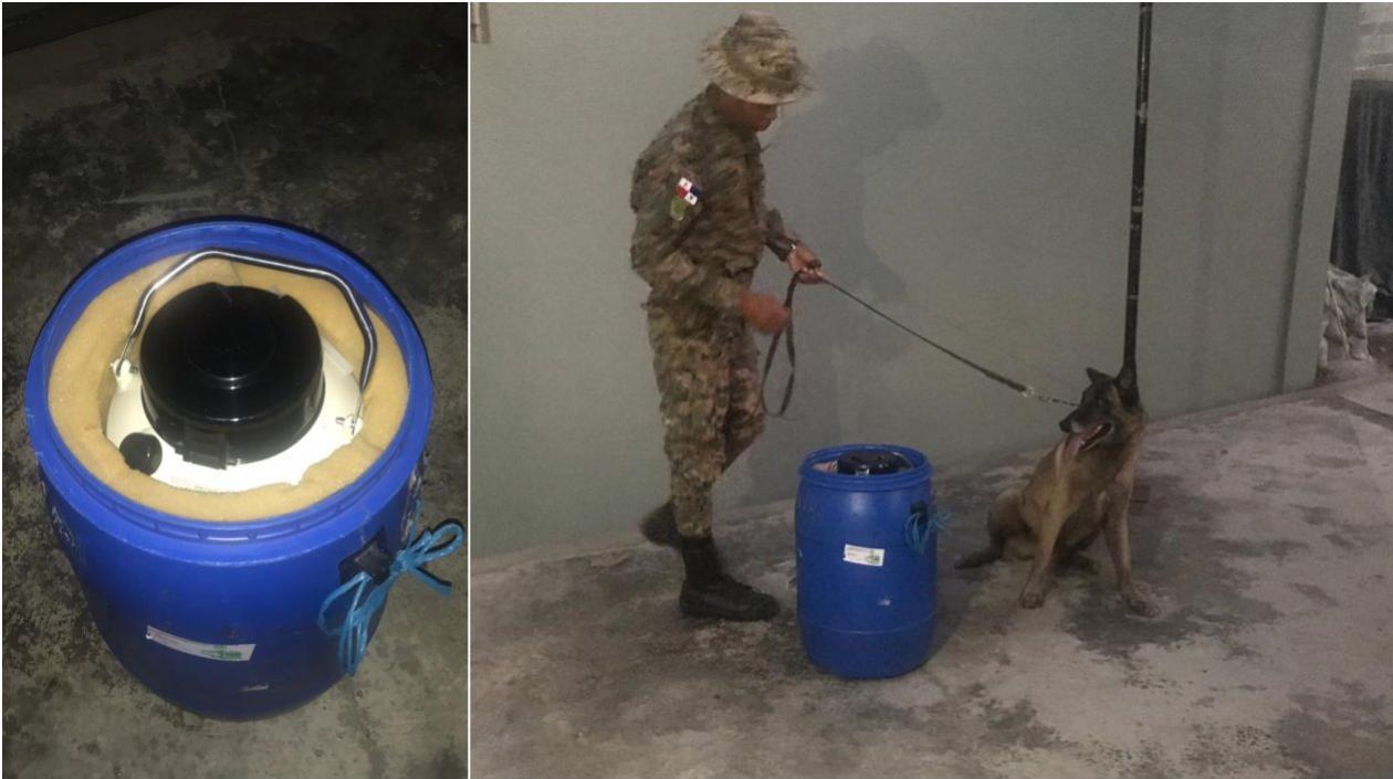 Recipiente con cilindro donde iba el esperma de toro.