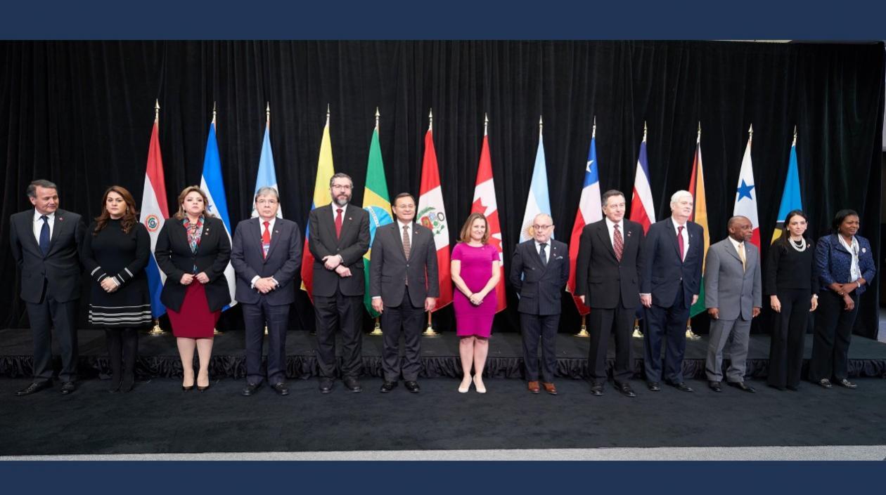 Asistentes a la reunión del Grupo de Lima en Canadá.