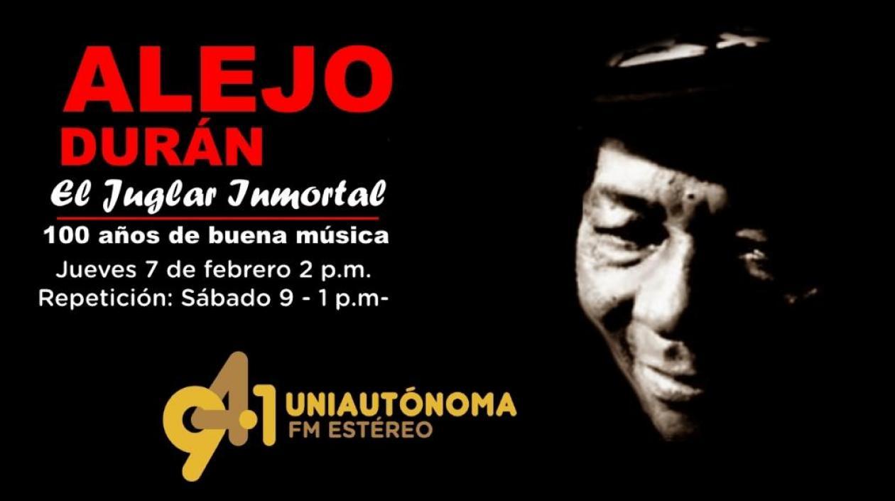  Imagen del especial radial sobre Alejo Durán.