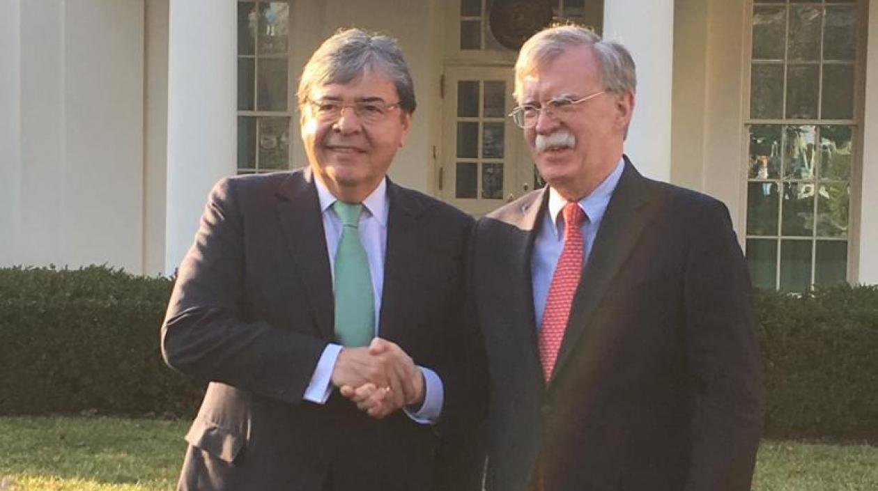 El Canciller, Carlos Holmes Trujillo y el Asesor de Seguridad de EE.UU., Jhon Bolton.