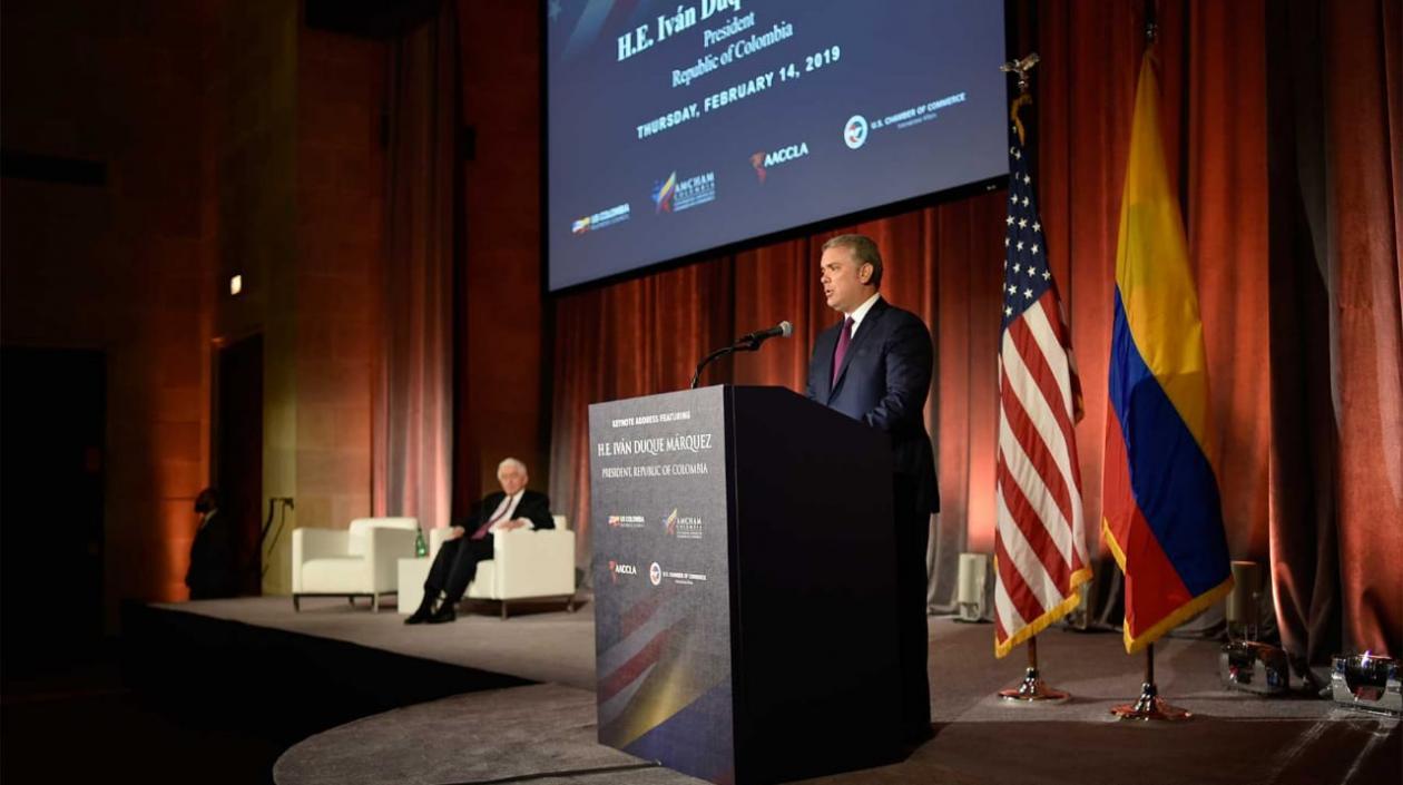 Presidente Duque ante empresarios.