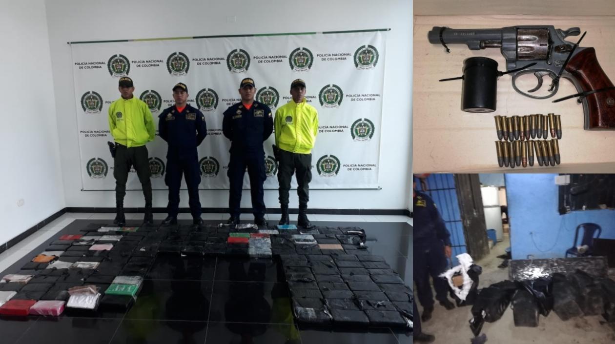 Droga y armas incautadas. 