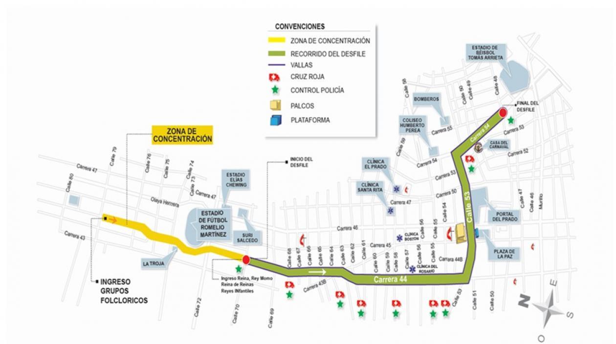 Este es el plano del recorrido de La Guacherna.