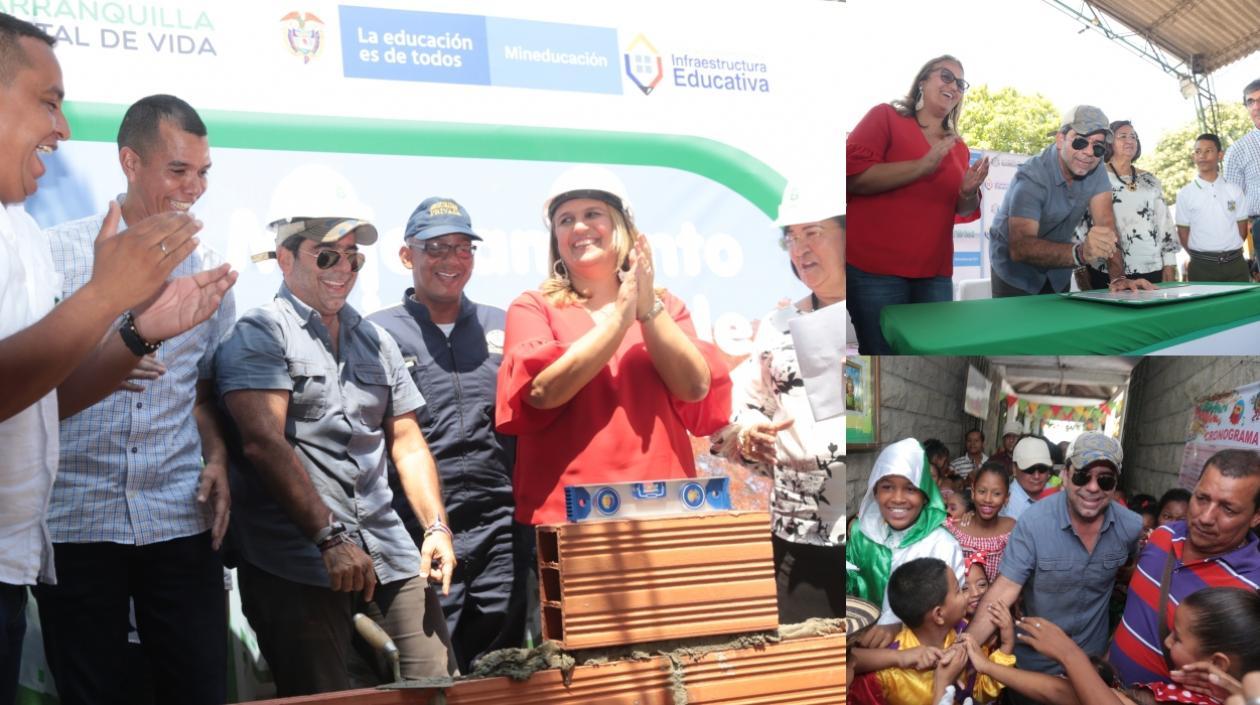 El Alcalde de Barranquilla, Alejandro Char y la secretaria de Educación, Bibiana Rincón.