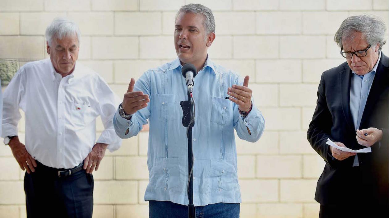 El Presidente Iván Duque con su homólogo chileno Sebastián Piñera y el Secretario General de la OEA Luis Almagro.