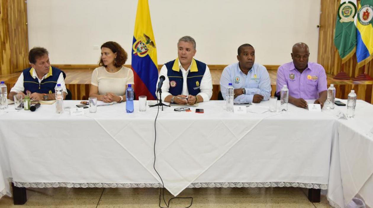 El Presidente Iván Duque, en el Consejo Departamental de Gestión del Riesgo en Quibdó.
