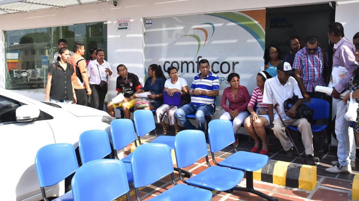 Reciente protesta de afiliados de Comfacor en Barranquilla.