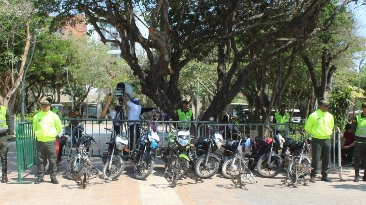 Motos recuperadas por la Policía.