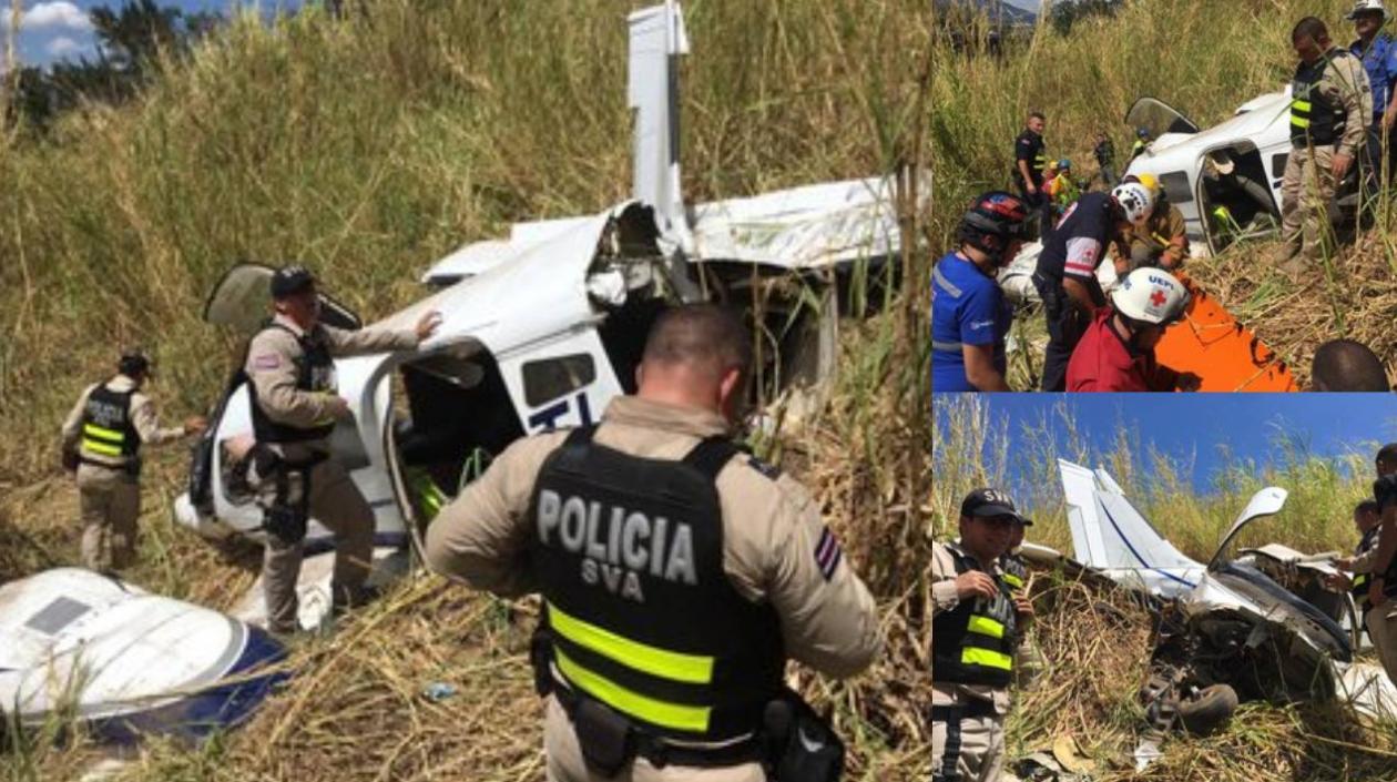 Así quedó la avioneta accidentada en Heredia.