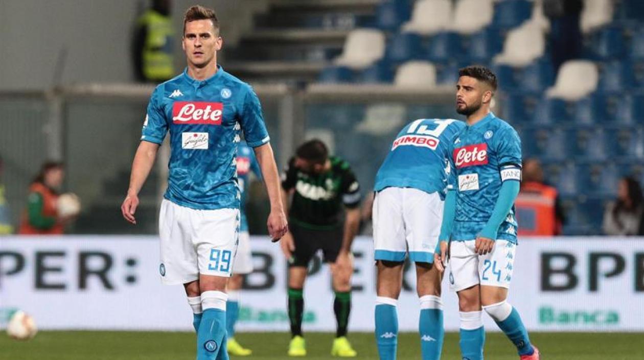 Los jugadores del Napoli al finalizar el partido.