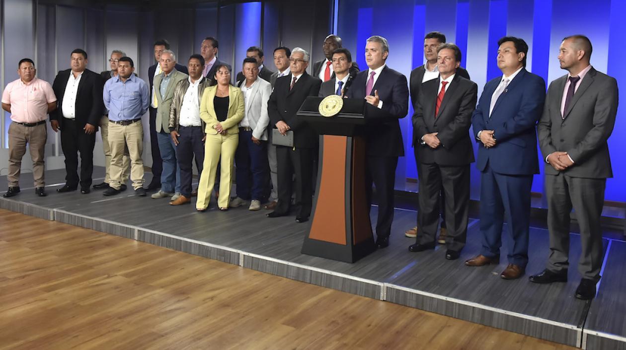 El Presidente Iván Duque, al término de la reunión con Alcaldes del Cauca.
