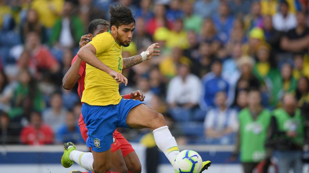  Lucas Paqueta anotó de esta manera el gol de Brasil. 