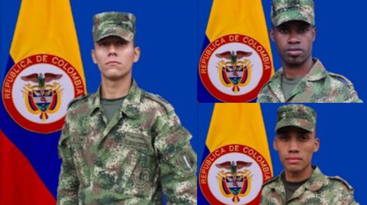 Los tres soldados asesinados por disidencias de las FARC.