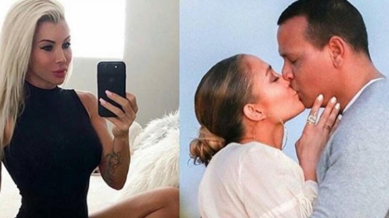 La modelo Zoe Gregory, Jlo y Álex Rodríguez.