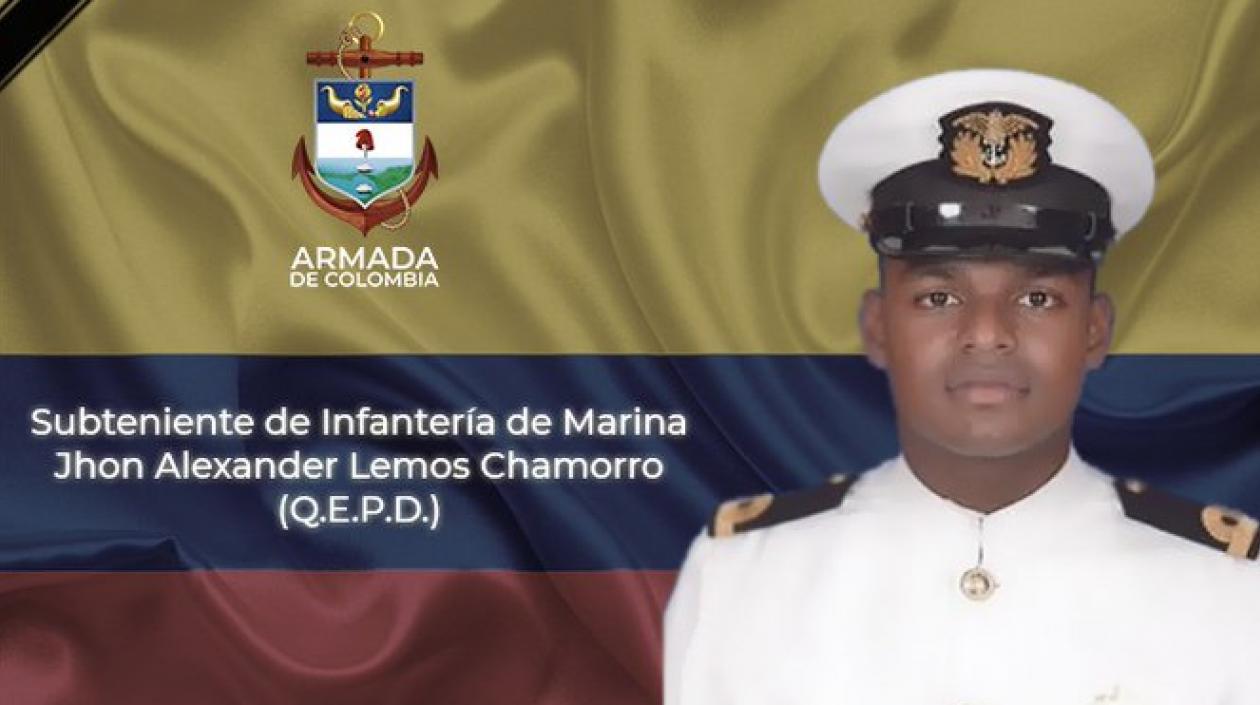 John Alexander Lemos Chamorro, subteniente de la infantería de marina muerto.