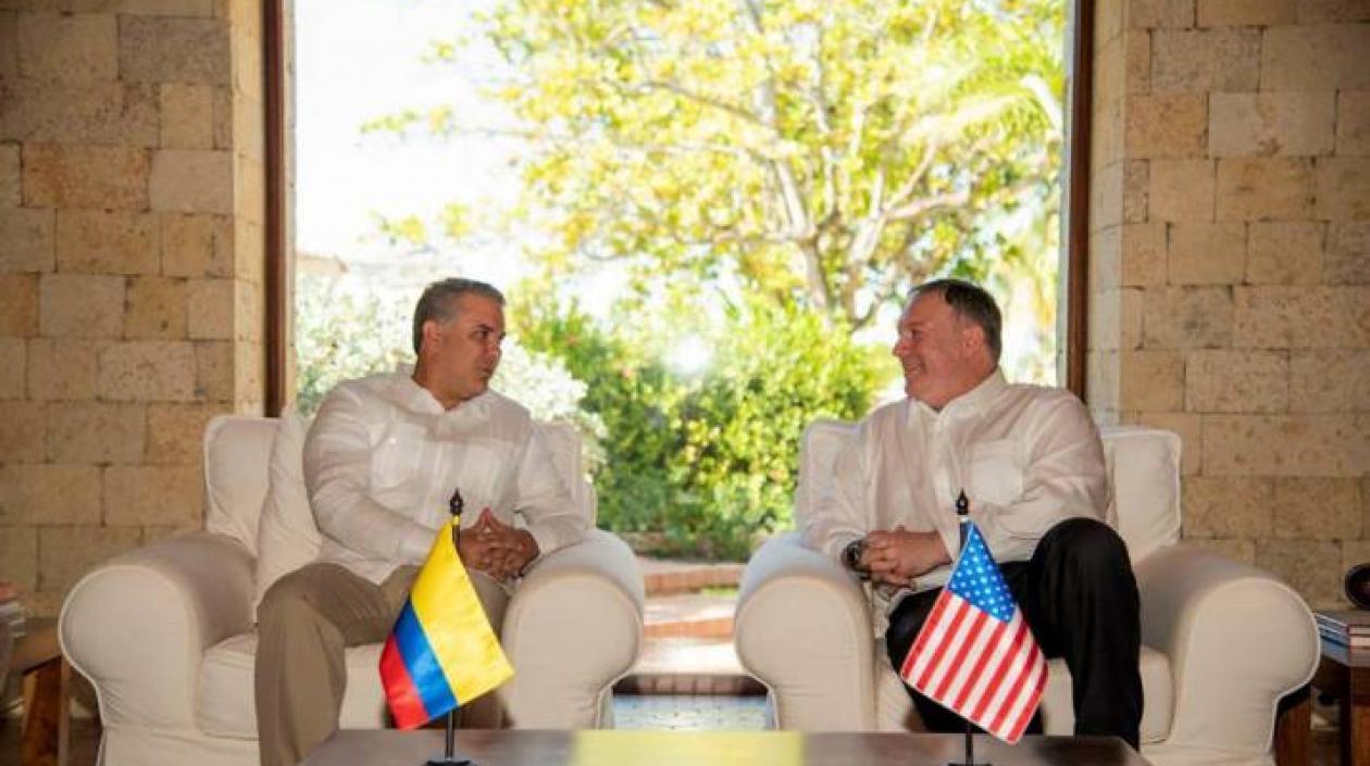 Iván Duque y Mike Pompeo en un encuentro ocurrido a comienzos de año.