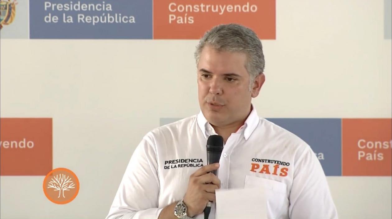 El Presidente Iván Duque abriendo el Taller Construyendo País en Aracataca.